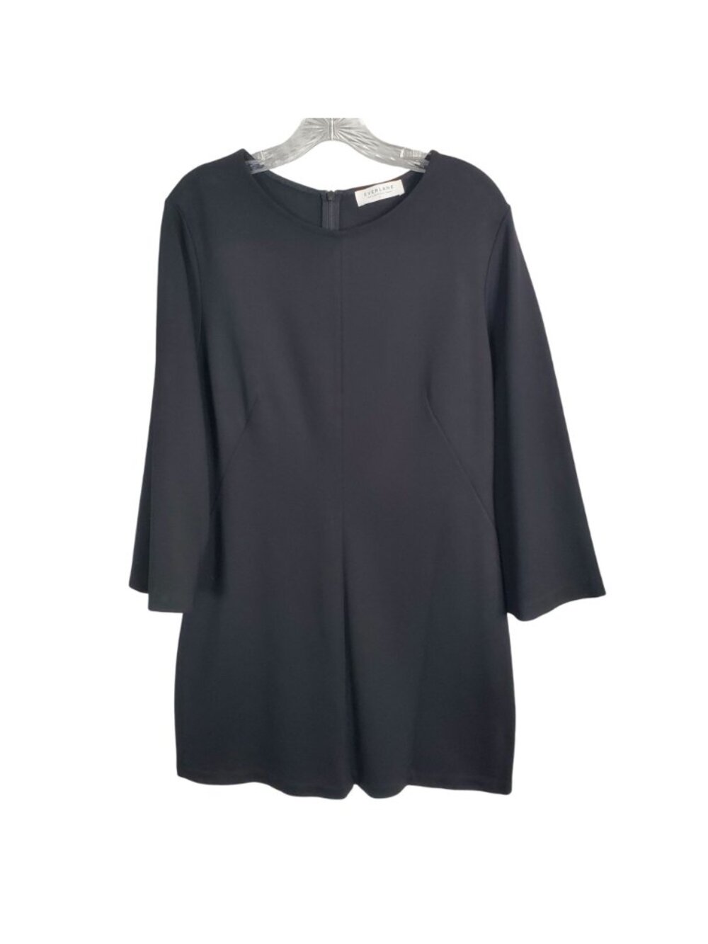 Everlane Size 14 Dress Ponte Knit The Long Sleeve Shift Minimalist Capsule Black - Picture 3 of 10
